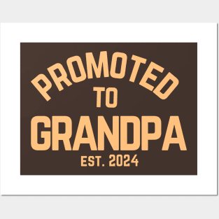 Promoted To Grandpa Est 2024 Funny New Grandpa Fathers Day Gift Posters and Art